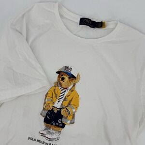 Ralph Lauren Polo Bear T-Shirt US-93 Fireman Bear Graphic White Tee Men's Medium